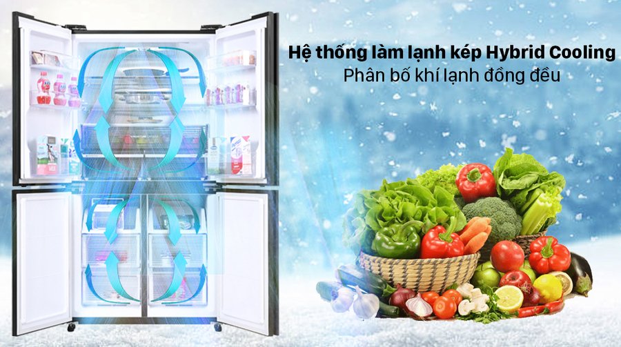 tủ lạnh sharp inverter 525 lít sj-fxp600vg-bk