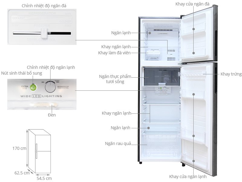 tủ lạnh sharp 271 lít sj-x281e-ds