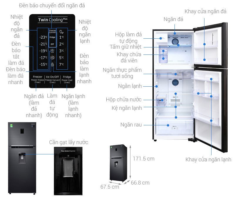 tủ lạnh samsung inverter 360 lít rt35k5982bs/sv